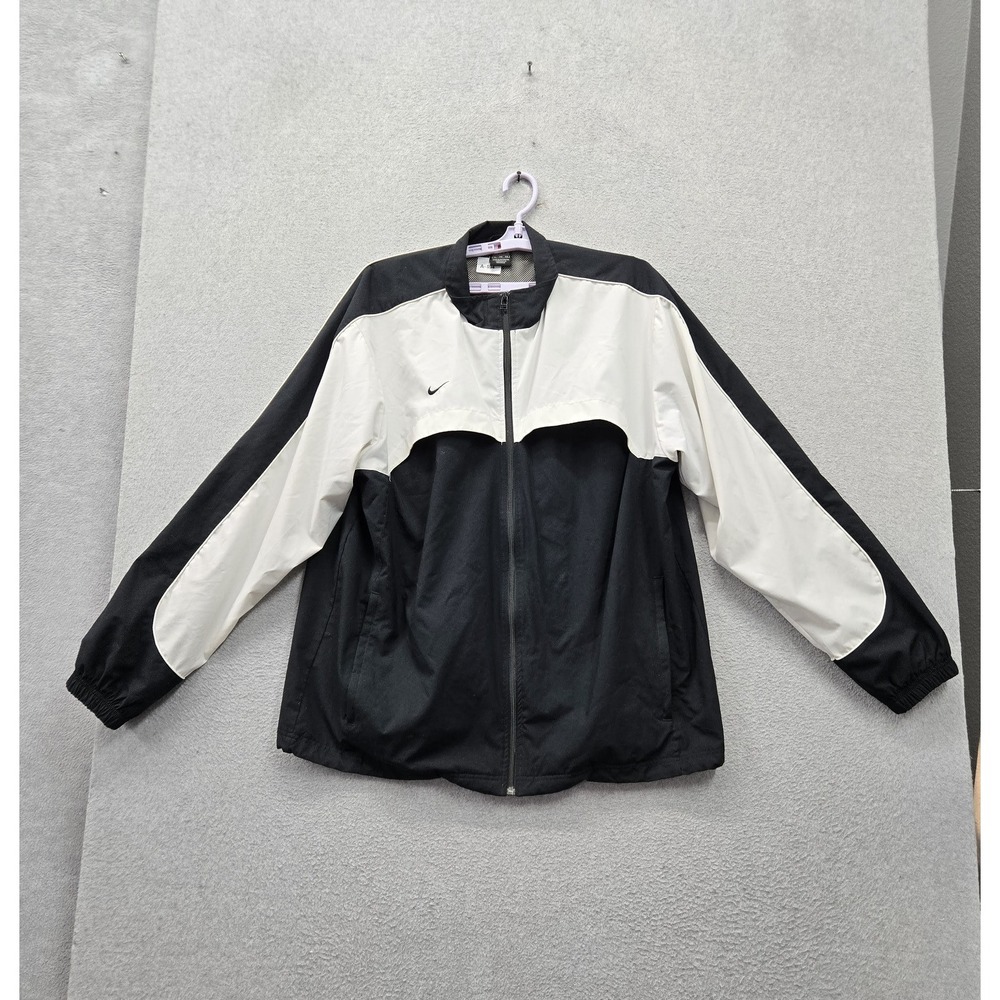 VINTAGE Nike Men Activewear Jacket XL Black Colorblock Track Swoosh Full Zip